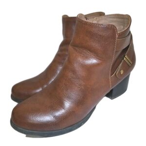 Soul Naturalizer Faux Leather Brown Ankle Boots Womens Size 9M Booties EUC